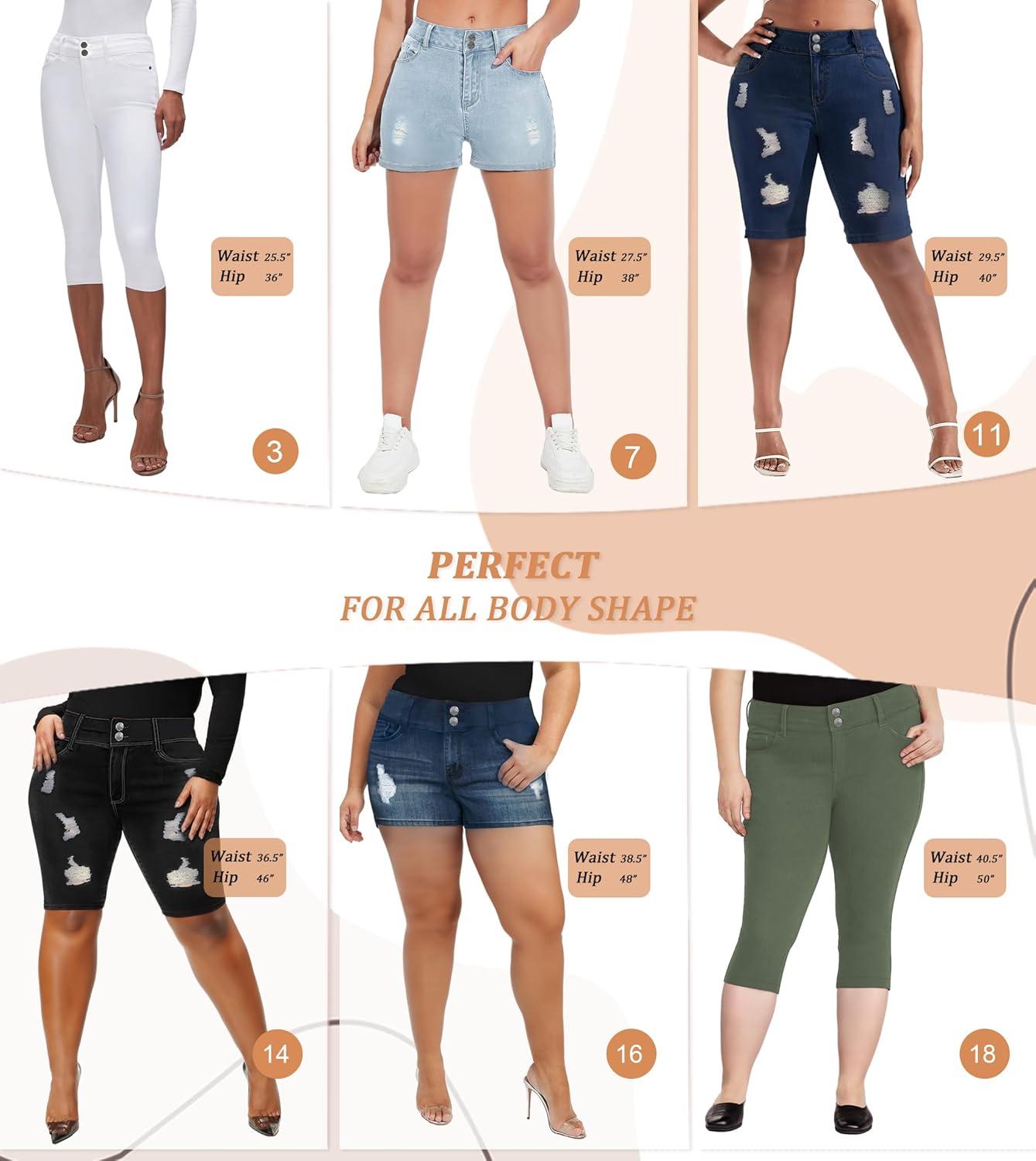 imageHybrid ampamp Company Womens Super Comfy Stretch Destructed Denim Bermuda Shorts CapriDestructedbermudaindigo