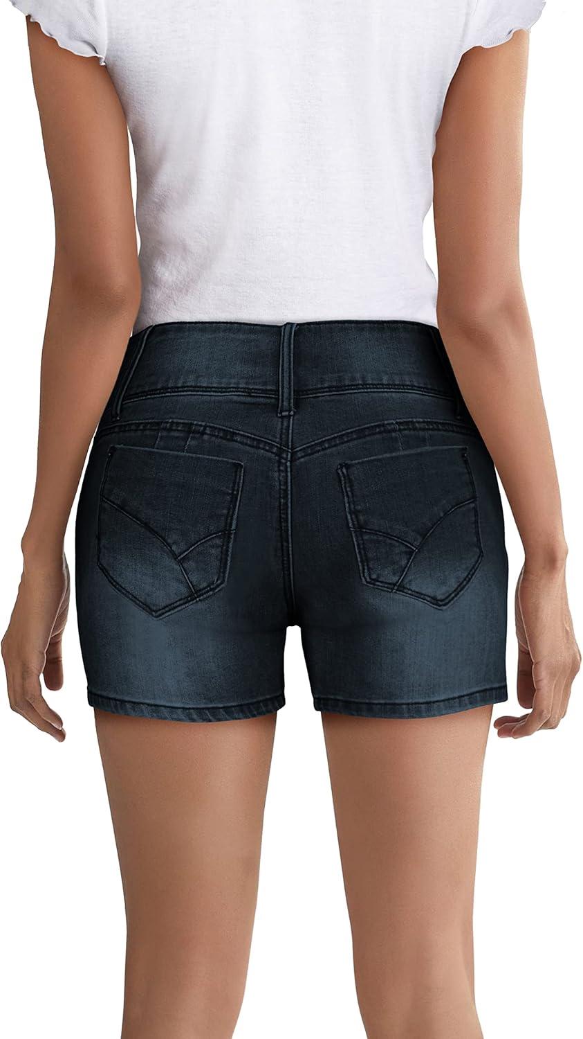 imageHybrid ampamp Company Womens Super Comfy Stretch Destructed Denim Bermuda Shorts CapriShortsdestructeddwash