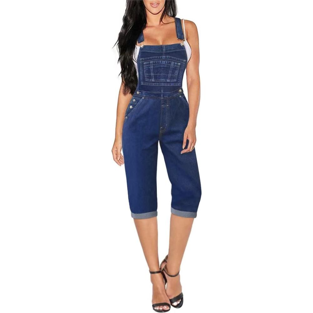 imageHybrid ampamp Company Womens Denim Bib Sleeveless Overalls Utility Rompers Capri Jumpsuit with PocketsQvj156998medium Was