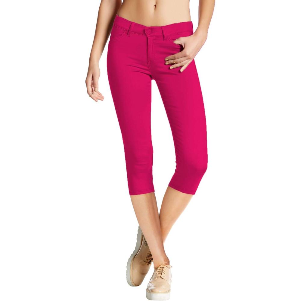imageHybrid ampamp Company Womens Hyper Stretch Denim Capri JeansCaprifuchsia