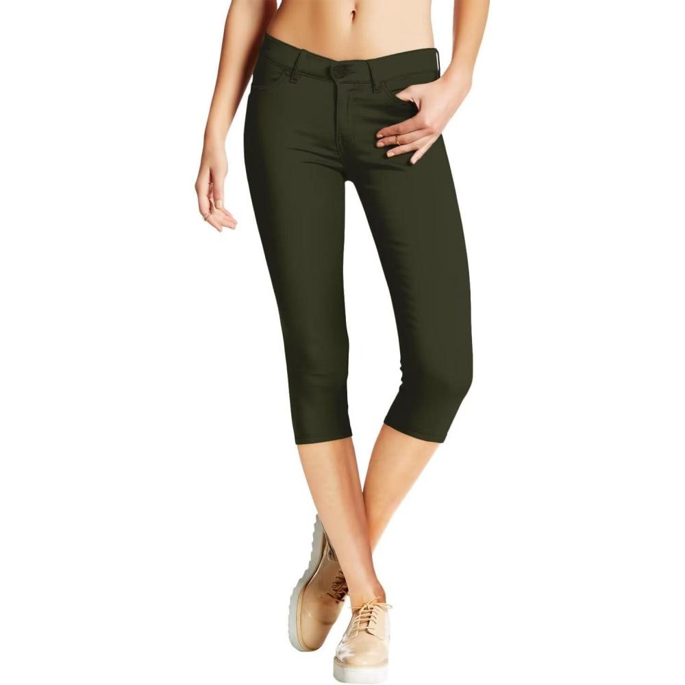 imageHybrid ampamp Company Womens Hyper Stretch Denim Capri JeansCapriolive