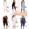 imageHybrid ampamp Company Womens Denim Bib Sleeveless Overalls Utility Rompers Capri Jumpsuit with PocketsQvj156998black