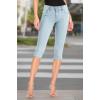 imageHybrid ampamp Company Womens Slim Fit Super Stretch Denim Capri ShortsDenim Light Wash