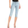 imageHybrid ampamp Company Womens Slim Fit Super Stretch Denim Capri ShortsDenim Light Wash