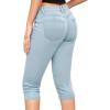 imageHybrid ampamp Company Womens Slim Fit Super Stretch Denim Capri ShortsDenim Light Wash