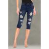 imageHybrid ampamp Company Womens Slim Fit Super Stretch Denim Capri ShortsRippeddarkwash