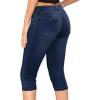 imageHybrid ampamp Company Womens Slim Fit Super Stretch Denim Capri ShortsRippeddarkwash