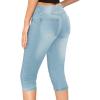 imageHybrid ampamp Company Womens Slim Fit Super Stretch Denim Capri ShortsRippedlight Wash