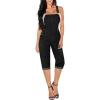 imageHybrid ampamp Company Womens Denim Bib Sleeveless Overalls Utility Rompers Capri Jumpsuit with PocketsQvj156998black