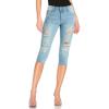 imageHybrid ampamp Company Womens Slim Fit Super Stretch Denim Capri ShortsRippedlight Wash