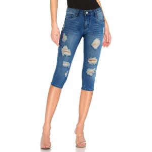 imageHybrid ampamp Company Womens Slim Fit Super Stretch Denim Capri ShortsRippedmedium Was