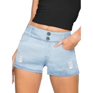 imageHybrid ampamp Company Womens Super Comfy Stretch Destructed Denim Bermuda Shorts CapriShortsdestructedlwash