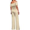 imageHybrid ampamp Company Women Casual Off Shoulder High Waist Pants Romper Wide Leg JumpsuitBeige