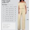 imageHybrid ampamp Company Women Casual Off Shoulder High Waist Pants Romper Wide Leg JumpsuitBeige