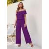 imageHybrid ampamp Company Women Casual Off Shoulder High Waist Pants Romper Wide Leg JumpsuitTexturedEGGPLANT