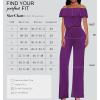 imageHybrid ampamp Company Women Casual Off Shoulder High Waist Pants Romper Wide Leg JumpsuitTexturedEGGPLANT