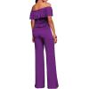 imageHybrid ampamp Company Women Casual Off Shoulder High Waist Pants Romper Wide Leg JumpsuitTexturedEGGPLANT