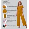 imageHybrid ampamp Company Women Casual Off Shoulder High Waist Pants Romper Wide Leg JumpsuitTexturedMUSTARD