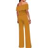 imageHybrid ampamp Company Women Casual Off Shoulder High Waist Pants Romper Wide Leg JumpsuitTexturedMUSTARD