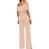 imageHybrid ampamp Company Women Casual Off Shoulder High Waist Pants Romper Wide Leg JumpsuitTexturedpeach