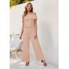 imageHybrid ampamp Company Women Casual Off Shoulder High Waist Pants Romper Wide Leg JumpsuitTexturedpeach