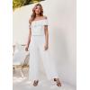 imageHybrid ampamp Company Women Casual Off Shoulder High Waist Pants Romper Wide Leg JumpsuitTexturedwhite