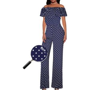 imageHybrid ampamp Company Women Casual Off Shoulder High Waist Pants Romper Wide Leg Jumpsuit10119navyivory