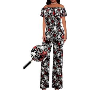 imageHybrid ampamp Company Women Casual Off Shoulder High Waist Pants Romper Wide Leg JumpsuitBlackred11524