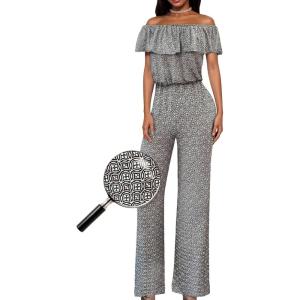 imageHybrid ampamp Company Women Casual Off Shoulder High Waist Pants Romper Wide Leg JumpsuitG191089blackmulti