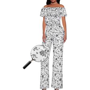 imageHybrid ampamp Company Women Casual Off Shoulder High Waist Pants Romper Wide Leg JumpsuitG219836whiteblack