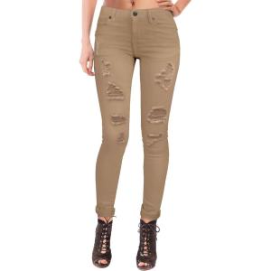 imageHybrid ampamp Company Womens Butt Lift Super Comfy Stretch Ripped Skinny JeansRippedkhaki