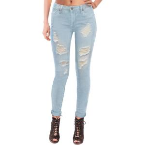 imageHybrid ampamp Company Womens Butt Lift Super Comfy Stretch Ripped Skinny JeansRippedlight Wash