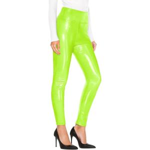 imageHybrid ampamp Company Womens Skinny Fashion High Rise Wet Look Liquid Leggings PantsNeonlimel44974