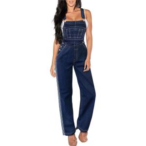 imageHybrid ampamp Company Womens Super Comfy Stretch Denim jumpsuit Pants OverallsDark Wash2