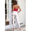 imageHybrid ampamp Company Womens Hyper Ultra Stretch Comfy Skinny Leg 3 Button Wide Waist Work Casual PantsWhite