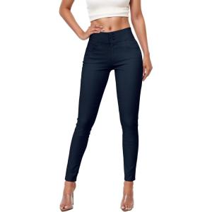 imageHybrid ampamp Company Womens Hyper Ultra Stretch Comfy Skinny Leg 3 Button Wide Waist Work Casual PantsNavy