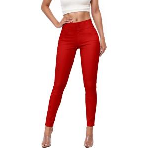 imageHybrid ampamp Company Womens Hyper Ultra Stretch Comfy Skinny Leg 3 Button Wide Waist Work Casual PantsRed