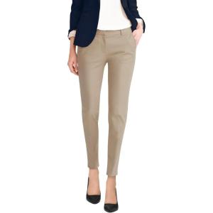 imageHybrid ampamp Company Womens Super Comfy Flat Front Stretch Trousers Chino PantsNewkhaki