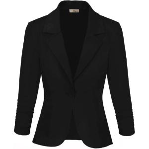 imageHybrid ampamp Company Womens Lightweight Casual Work Office Stretch Ponte Cardigan Blazer Jacket Made in USABlack
