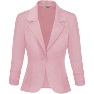 imageHybrid ampamp Company Womens Lightweight Casual Work Office Stretch Ponte Cardigan Blazer Jacket Made in USABlush