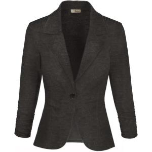imageHybrid ampamp Company Womens Lightweight Casual Work Office Stretch Ponte Cardigan Blazer Jacket Made in USABrown2tone