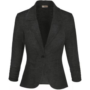 imageHybrid ampamp Company Womens Lightweight Casual Work Office Stretch Ponte Cardigan Blazer Jacket Made in USACharcoal