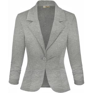 imageHybrid ampamp Company Womens Lightweight Casual Work Office Stretch Ponte Cardigan Blazer Jacket Made in USAHeather Grey