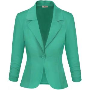 imageHybrid ampamp Company Womens Lightweight Casual Work Office Stretch Ponte Cardigan Blazer Jacket Made in USAMint