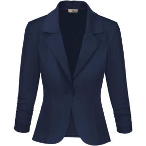 imageHybrid ampamp Company Womens Lightweight Casual Work Office Stretch Ponte Cardigan Blazer Jacket Made in USANavy