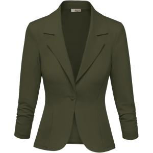 imageHybrid ampamp Company Womens Lightweight Casual Work Office Stretch Ponte Cardigan Blazer Jacket Made in USAOlive