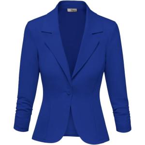 imageHybrid ampamp Company Womens Lightweight Casual Work Office Stretch Ponte Cardigan Blazer Jacket Made in USARoyal