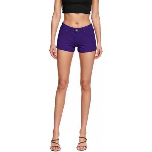 imageHybrid ampamp Company Womens Super Comfy 3 inch Inseam Butt Lifting Stretch TwillDenim ShortsPurple