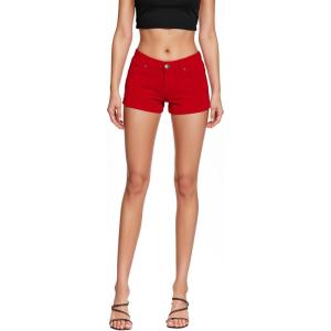 imageHybrid ampamp Company Womens Super Comfy 3 inch Inseam Butt Lifting Stretch TwillDenim ShortsRed