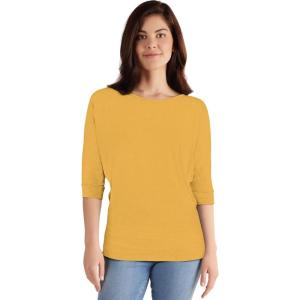imageHybrid ampamp Company Womens Super Comfy Boat Neck Dolman Top ShirtLong Sleevegold
